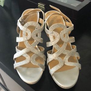 Glittery silver heels